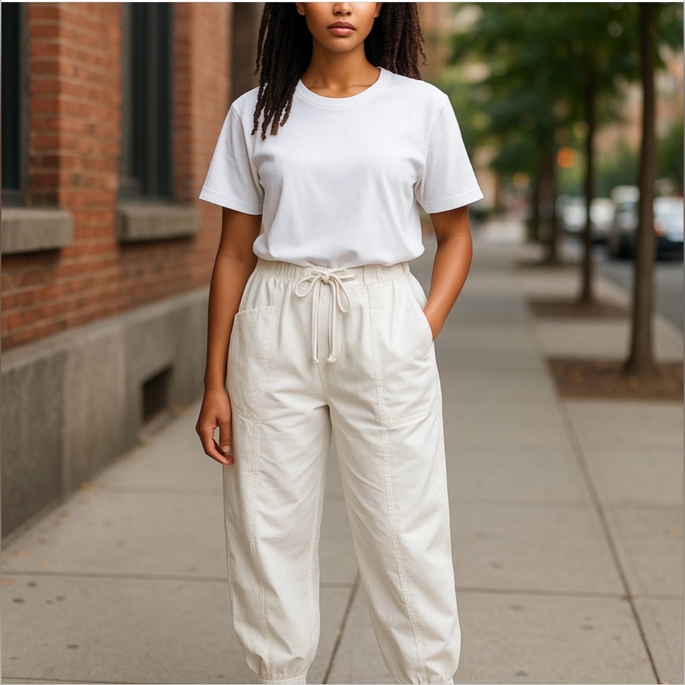 Baci White Jogger Pants made in Paris